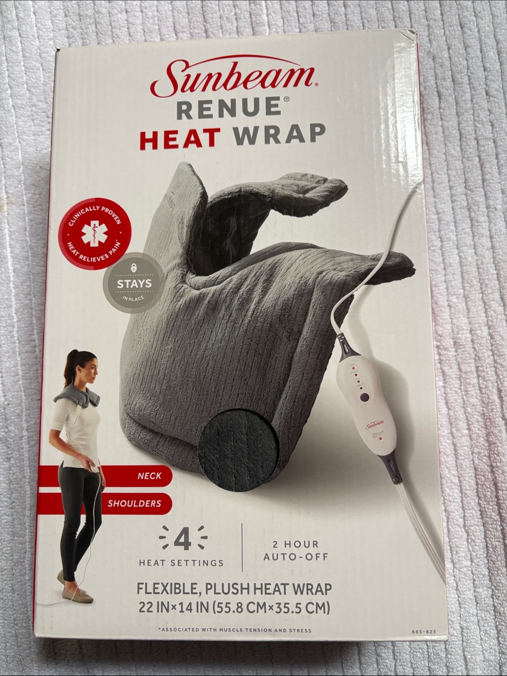 Sunbeam Gray Plush Heat Wrap for Neck and Shoulders